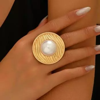 Geometric ornaments, niche geometric floral design open ring versatile corrugated pearl ring