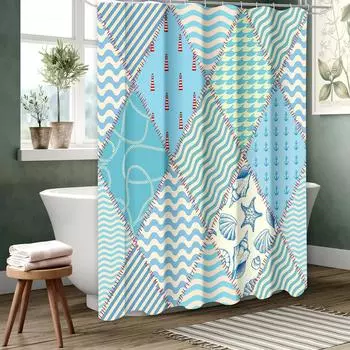 Geometric Pattern Bathing Curtain Bathroom Letters Shower Curtain Waterproof with 12 Hooks Fishes Home Deco Free Ship 180x180cm curtain