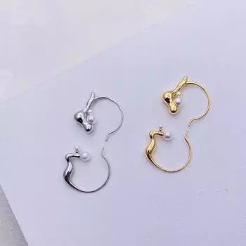 Geometric pearl earrings women s 2025 new trendy ear jewelry retro niche design irregular stud earrings золотой