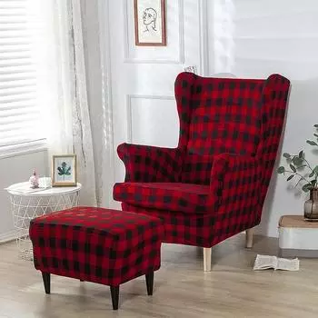 Geometric Print Wing Chair Cover Stretch Spandex Armchair Covers Elastic Relax Non Slip Sofa Slipcovers with Seat Cushion Covers