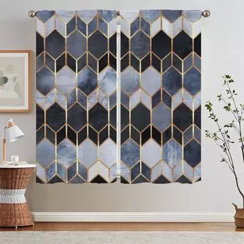 Geometric Prismatic Lattice Living Room Curtain Tiebacks Blackout Curtains for Camera Ready Curtains Cheap Bedroom Decoration W50xH70cmx2pcs-CL