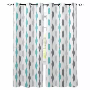 Geometric Striped Watercolor Blackout Curtains For Living Room Bedroom Printed Window Treatment Drapes Home Decor W135 x H60cm