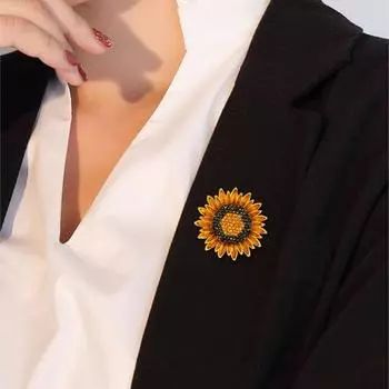 Geometric Sunflower Brooch Cartoon Elegant Corsage Cute Fashion Jewelry Accessories Student жёлтый