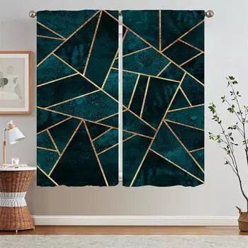 Geometric Tulle in Kitchen Curtains Luxury Living Room Curtains for Camera Fabric Curtain Tiebacks Blind Window Blinds Curls W50xH70cmx2pcs-CL