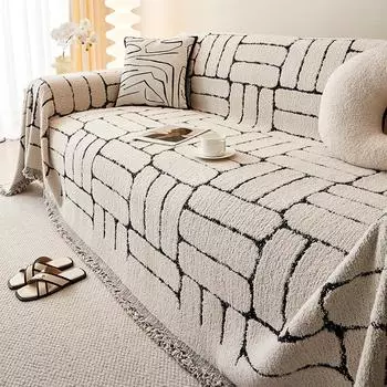 Geometric Velvet Sofa Slipcover Winter No Static Sofa Cover Universal Cover Living Room Sofa Dustproof Sofa Slipcover 180*130cm