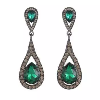 Geometric Water Drop Crystal Earrings Women s, European and American Fashion Retro Bridal Wedding Earrings