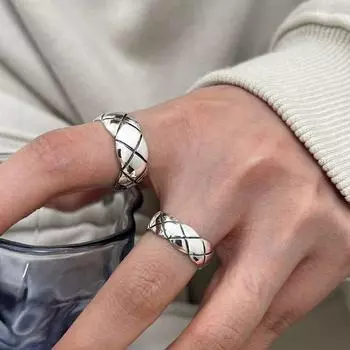 «Geometric Wave S925 посеребренное кольцо с открытым индексом» Adjustable