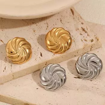 Geometric whirlpool stainless steel earrings jewelry women s versatile fashion high sense 18k gold non-fading stud earrings