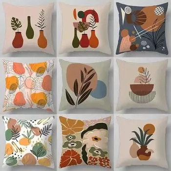 Геометрическая абстрактная цветочная наволочка для гостиной, тканевая подушка для дивана, квадратная подушка для спальни, прикроватная подушка, подушка для талии 40x40cm