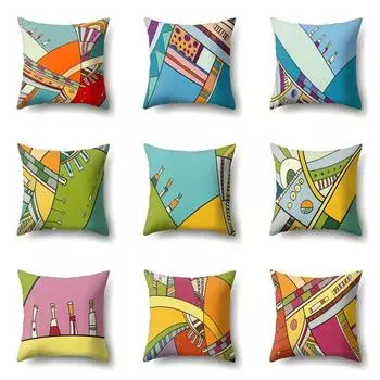 Геометрическая абстрактная наволочка, автомобильная подушка для поясницы, подушка для дивана, мультяшный узор 40x40cm