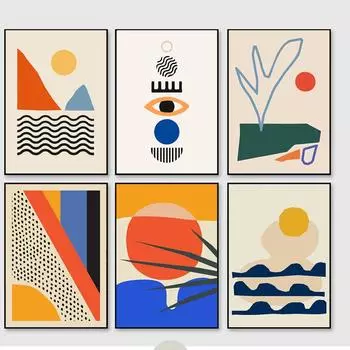 Геометрическая абстрактная сцена Скандинавия, холст, картина, настенные художественные принты, постер, изображение для галереи, гостиной, интерьера, домашнего декора 21cm30cm NoFrame