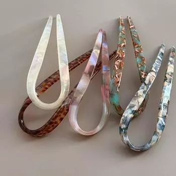 Геометрическая ацетатная шпилька для волос, головной убор в китайском стиле, вилка для волос в форме буквы U, женская палочка для волос фиолетовый