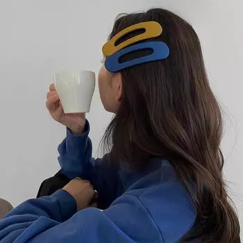 Геометрическая акриловая шпилька «Утконос» для женщин: Однотонные заколки для челки в японском и корейском стиле square check hair rope