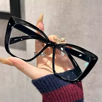 Геометрическая большая оправа из пластика в повседневном стиле с плоскими линзами, классические портативные простые идеальные прозрачные очки для повседневной жизни, чтения в школе и офисе one size персиковый