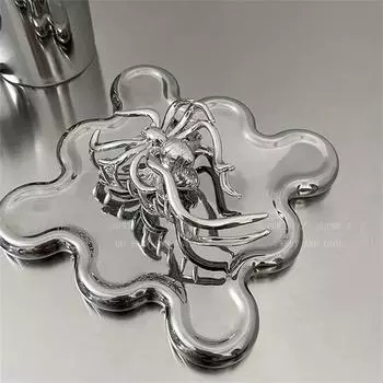 Геометрическая большая заколка для волос в виде акулы Y2K металлический коготь для волос креативный коготь для волос паука Хэллоуин серебряный