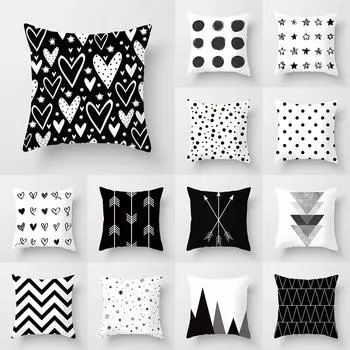 Геометрическая черно-белая полосатая наволочка для дома, гостиной, дивана, спальни, украшение, поясничная подушка, наволочка 40X40CM
