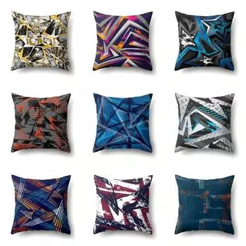 Геометрическая наволочка, автомобильная подушка для поясницы, диван, мультяшный узор 40x40cm