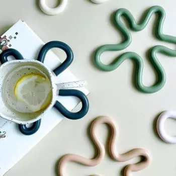 Геометрическая подставка для чашки, термостойкая подставка для кастрюли, кухонные принадлежности, подставки для домашнего декора белый