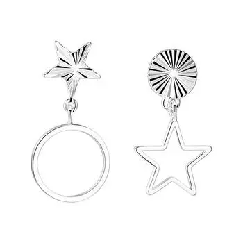 Геометрическая полая круглая серьга-игла в форме пентаграммы, асимметричные персонализированные серьги-гвоздики, универсальные женские украшения для ушей