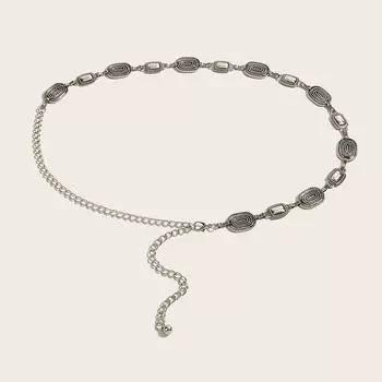 Геометрическая ретро металлическая цепочка на талию для женщин элегантная универсальная классическая стильная цепочка на талию для женщин ковбойская летняя цепочка для брюк серебряный