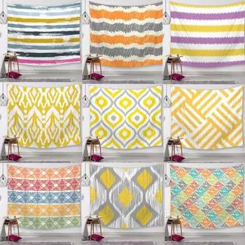 Геометрическая шаль, одеяло, индийский настенный гобелен, мандала, бохо, коврик для йоги, пляжное полотенце 100x75cm