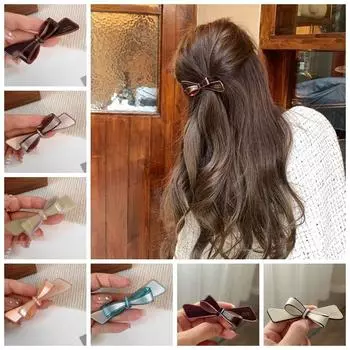 Геометрическая заколка для волос из уксусной кислоты в корейском стиле с бантом-уткой, симпатичная заколка для волос из ацетата с бантом для девочек света кофе
