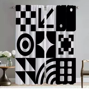 Геометрическая затемняющая штора для комнаты, 2 панели, украшения на Хэллоуин, современные шторы для гостиной, тюль для спальни W50xH70cmx2pcs-CL