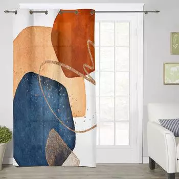 Геометрические абстрактные художественные современные оконные шторы для гостиной, спальни, кухонные шторы, шторы 135W x 60H(cm) x1