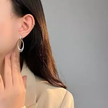 Геометрические эллипсовидные серьги женские тяжелые рабочие нишевые дизайн новые серьги серьги серьги