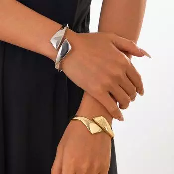 Геометрические браслеты-манжеты с каплями воды, золотисто-серебряные, ювелирные изделия, модные, нерегулярные, скрученные, открывающиеся, пружинные, браслеты, женские, регулируемые, панк-эстетика