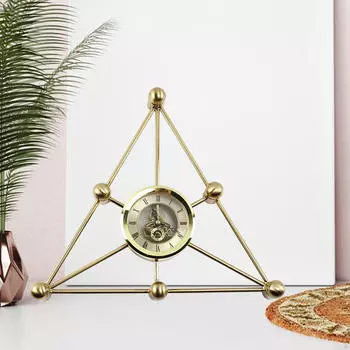 Геометрические часы для украшения стола, металлические аксессуары для дома, подарок, современные бесшумные часы для жизни Triangle