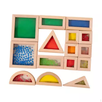 Геометрические деревянные строительные блоки, сенсорно прочные, складывающиеся