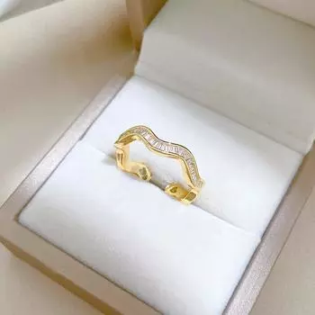 Геометрические кольца из циркония для женщин 2024 года, новые модные золотые украшения, аксессуары для свадебной вечеринки Adjustable золотой