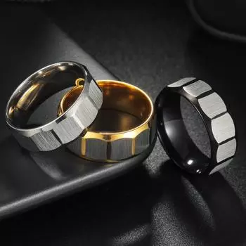 Геометрические кольца из нержавеющей стали матовые граненые 2024 новые модные ювелирные изделия размер 6-12 классические обручальные кольца для мужчин
