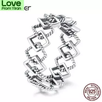 Геометрические кольца на палец для женщин из стерлингового серебра 925 пробы, ретро-помолвочные свадебные украшения, модные аксессуары Scr694 8