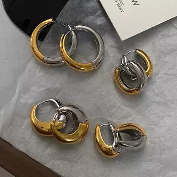 Геометрические контрастные цветные пряжки для ушей Индивидуальная атмосфера Продвинутое чувство Холодный ветер Капли воды Свиной нос Женщины