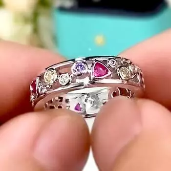 Геометрические красочные обручальные кольца с кубическим цирконием, кольца для женщин, уникальный дизайн, женские винтажные кольца, вечерние ювелирные изделия, Прямая поставка 7