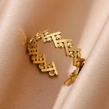 Геометрические крестообразные бусины кольца для женщин золотого цвета из нержавеющей стали открытое регулируемое кольцо на палец мода свадебная вечеринка ювелирные изделия подарок