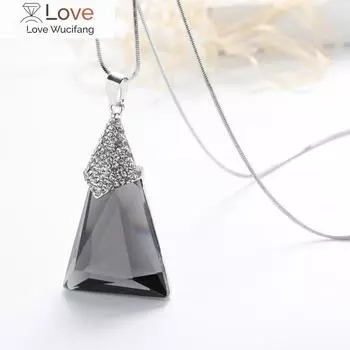 Геометрические кристаллы длинные ожерелья и подвески для женщин модные украшения вечерние платья аксессуары треугольник простой дизайн все подходит