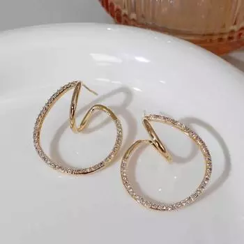 Геометрические круглые большие серьги с бриллиантами, изысканные высококачественные серьги, новые модные легкие роскошные универсальные серьги