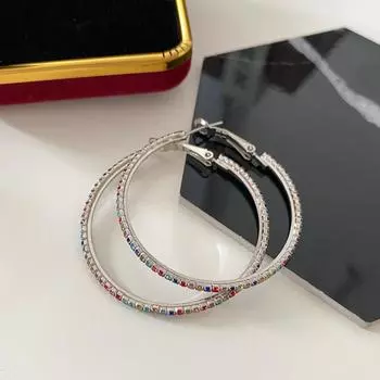 Геометрические круглые большие серьги, застежки-пряжки, модная индивидуальность, высококачественные серьги, бриллианты, изысканные и преувеличенные женские серьги