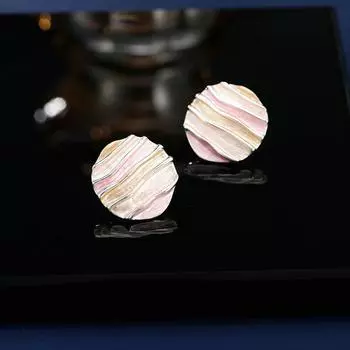 Геометрические круглые цветные полосатые серьги-капли из серебра 925 пробы, универсальные простые модные серьги-гвоздики разноцветный