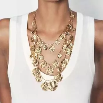 Геометрические круглые подвески с кисточками ожерелья персонализированные аксессуары для одежды ключица цепочка девушка 1 Set