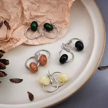 Геометрические круглые серьги из бисера, винтажные карамельные серьги-гвоздики, минималистичные, маленькие и нежные, разноцветные, на выбор бежевый