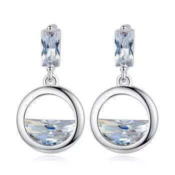 Геометрические круглые серьги One Wang Qingquan, для девочек, посеребренные серьги с цирконием, серьги, украшения для ушей