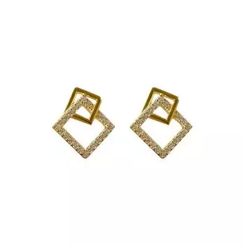 Геометрические квадратные серьги для женщин в корейском стиле, модные полые серьги в стиле ниши, сладкие