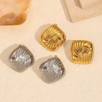 Геометрические квадратные серьги-гвоздики из нержавеющей стали для женщин, модные серьги из 18-каратного золота из нержавеющей стали, не выцветают