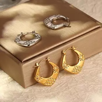 Геометрические квадратные серьги из нержавеющей стали Trend Simple High Sense Light Luxury 18K женские серьги