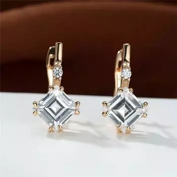 Геометрические квадратные серьги с маленькими камнями, маленькие серьги цвета розового золота, серьги-кольца с белым цирконом и фиолетовыми кристаллами для женщин на свадьбу белый