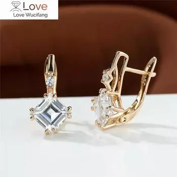 Геометрические квадратные серьги с маленькими камнями, маленькие серьги цвета розового золота, серьги-кольца с белым цирконом и фиолетовыми кристаллами для женщин на свадьбу белый